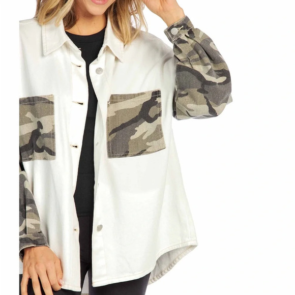 POL Rhodes Shacket Cream Camo SZ MED - Picture 7 of 7